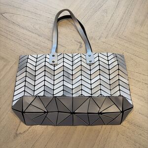 Patrizia Luca Geometric Squares Tote Shoulder Bag Silver